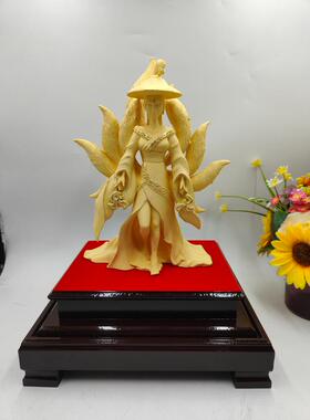 绒沙金纯铜狐狸工艺品摆件四面