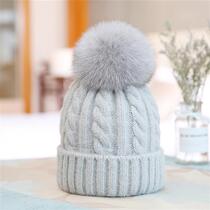 Hat Lady Autumn Winter Sky Imitation Fox Fur Hair Wool Cap Tide 100 Hitch for a Han version Twist Wool Blend Knit