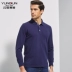 Yundun nam màu rắn áo thun dài tay cotton áo thun ve áo Paul thể thao và giải trí thường xuyên quần áo màu rắn nam - Polo shop bán áo thun nam có cổ Polo