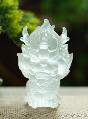 琉璃东方麒麟赐福客厅桌面摆件