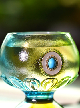 琉璃青莲荷韵供水杯摆件