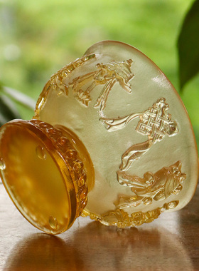 纯手工古法琉璃佛堂居家摆件供杯