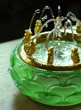 珍悦琉璃五路九龙喷水绿财神