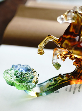 珍悦琉璃中式吉祥物马上如意摆件