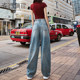 Jeans tencel scimitar ບາງໆຂອງແມ່ຍິງ