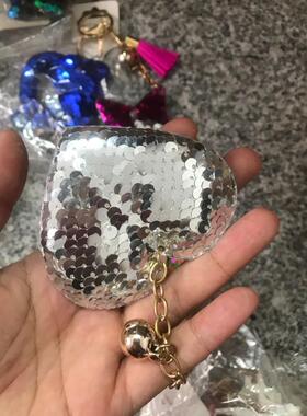 超值韩版可爱卡通爱心形独角兽闪亮珠片挂件粉紫玫红金银珠光蓝色