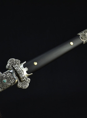 龙泉市刀剑花纹钢烤蓝一体宝剑