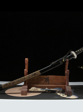 日本刀手工锻打武士刃长刀一体龙泉刀剑居合道钢刀katana未开刃