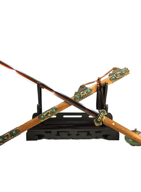 龙泉周匠刀剑花纹钢唐剑一体素装