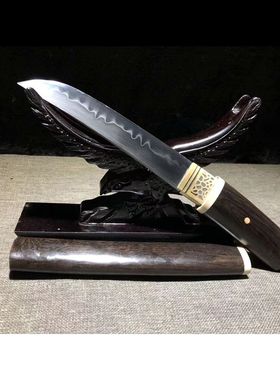 龙泉手工锻打隐刃小刀一体百炼钢