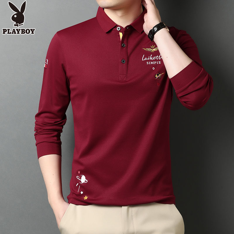 花花公子长袖男2020秋季休闲polo衫 playboy大象T恤