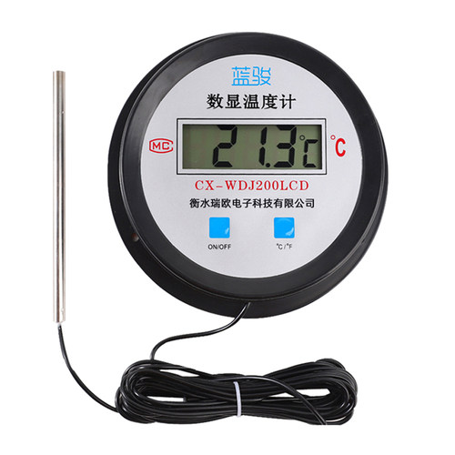 电子数显温度计带探头带线水温养殖专用池塘大棚冷库温度表显示器 - 图0