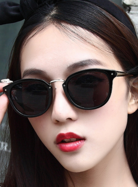 网红反光炫彩韩版大框圆脸眼镜