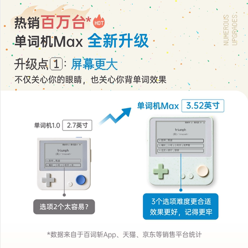 【百词斩单词机Max】超大屏真人发音电子单词卡墨水屏背单词神器 - 图0