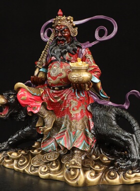 纯黄铜武财神赵公明摆件