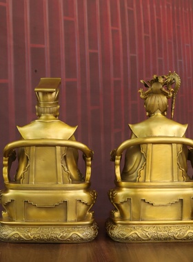 黄铜玉帝王母神像佛堂供奉摆件