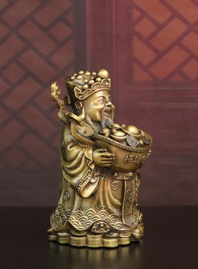 纯黄铜财神爷站像摆件
