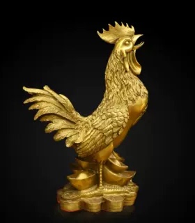 黄铜鸡摆件福字元宝鸡工艺品摆件