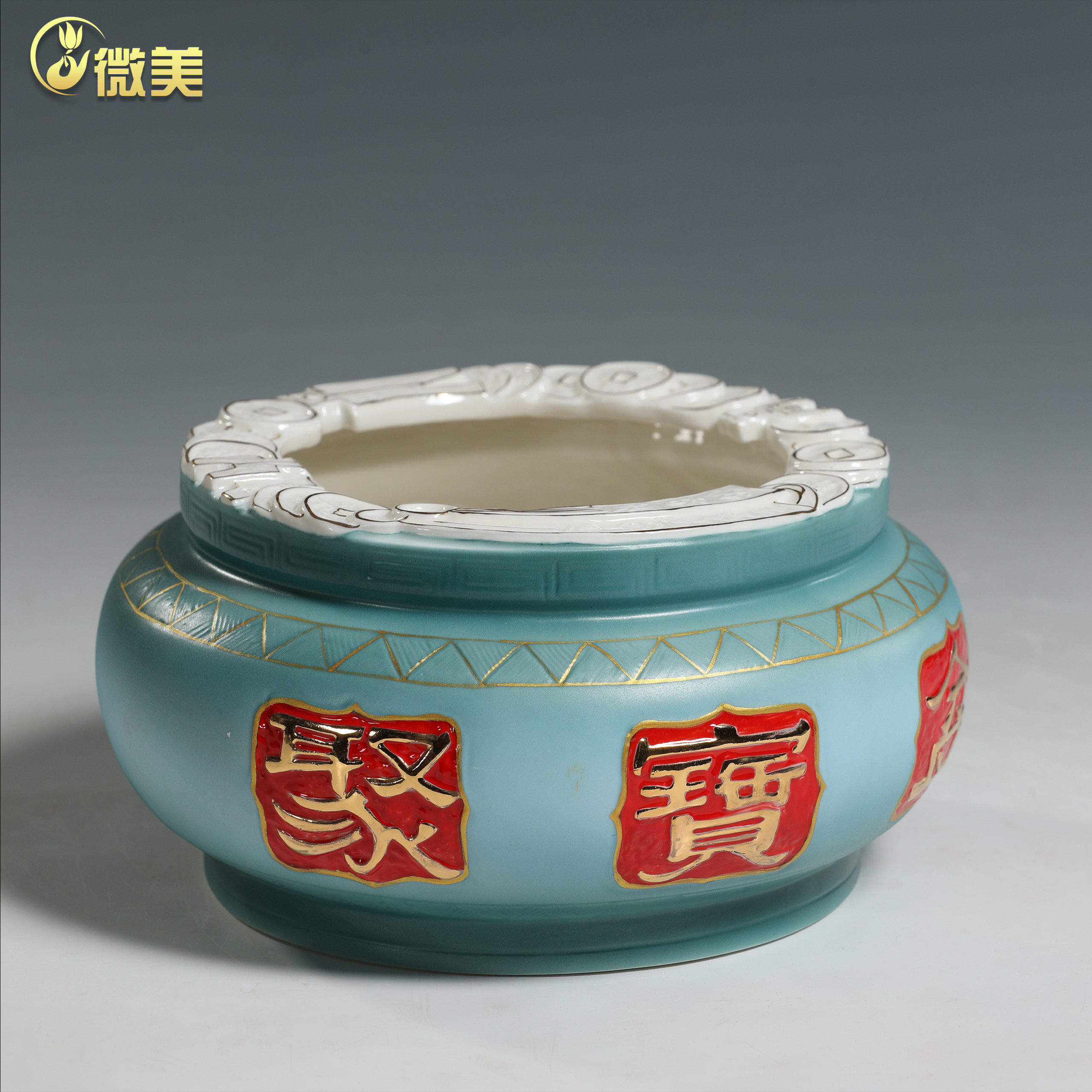 晟美陶瓷聚宝盆财神香炉家用供佛上香炉插香烧香炉佛堂佛具用品,淘宝优惠券,粉丝福利购,淘宝优惠卷
