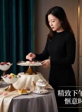 欧式轻奢玻璃果盘茶几装饰水果盘糖果盘盘客厅餐桌样板间摆件
