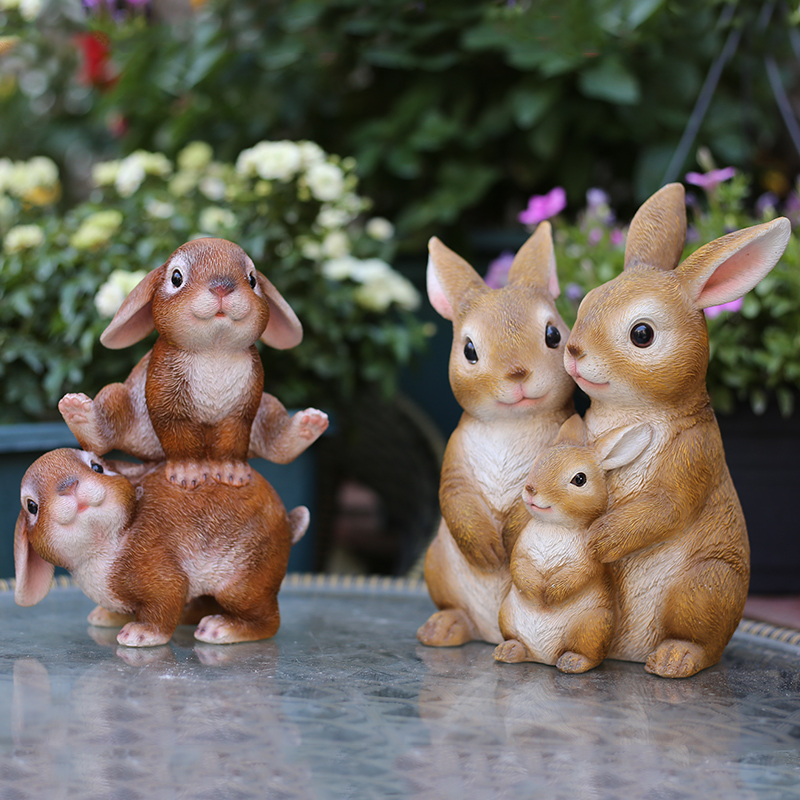 庭院装饰 户外花园摆件创意园艺摆件卡通树脂工艺品小兔子摆件