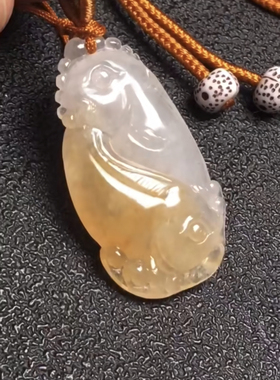 年年有鱼保真正品双鱼座缅甸天然A货吊坠老坑冰黄种老水润男女款