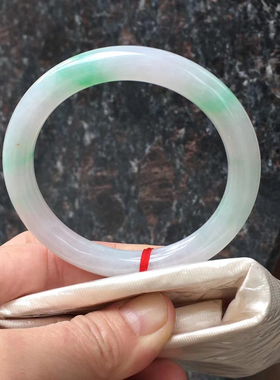 缅甸A货保真正品圈口52冰阳绿圆条手镯圆条手镯少女妈妈传承送礼