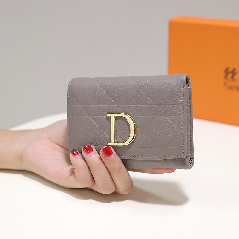 真皮短款女2023时尚d扣软皮钱夹 丝芙伦钱包