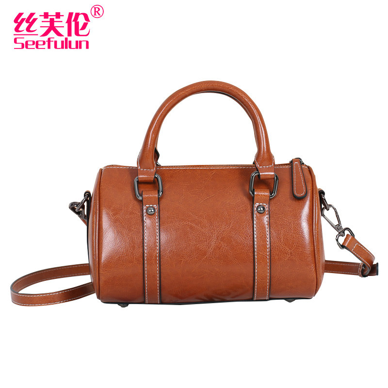 2023春新款真皮休闲大容量手提小包 丝芙伦女士包袋