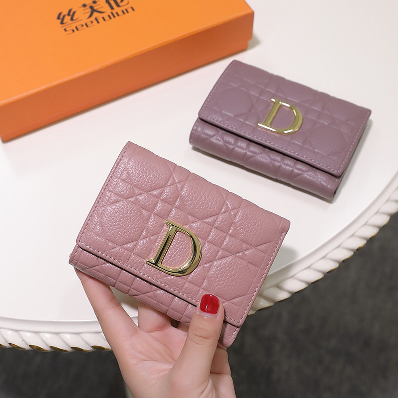 真皮短款女2023时尚d扣软皮钱夹 丝芙伦钱包