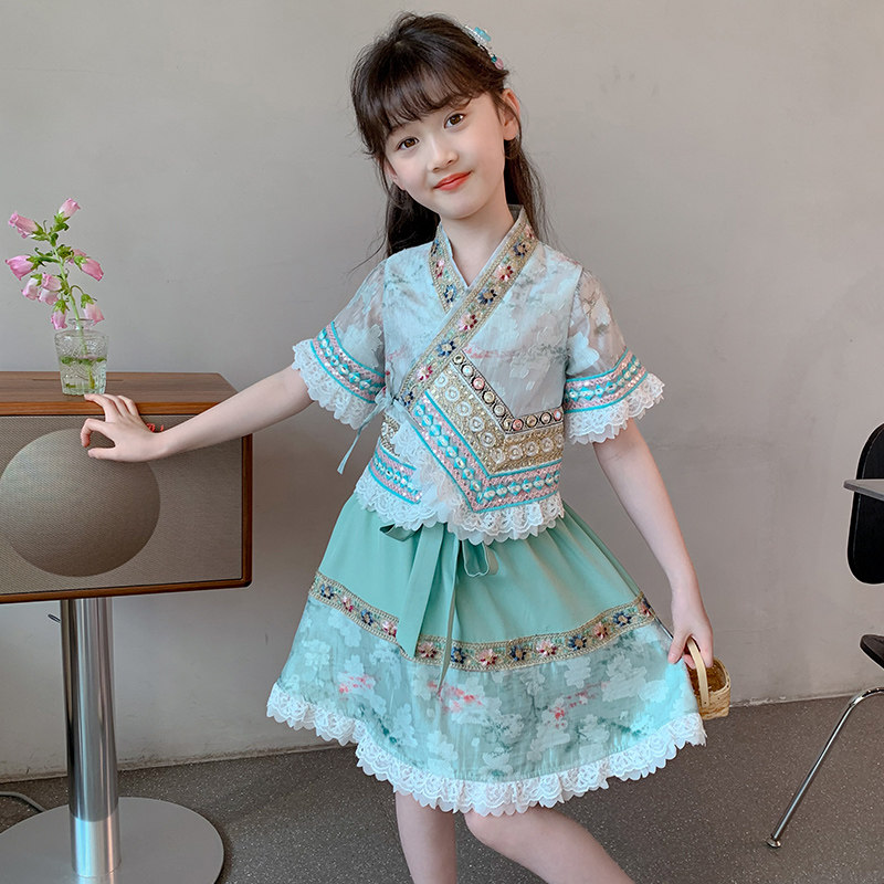 女童汉服夏季2026新款小女孩傣族中国风裙子夏款儿童古风超仙古装,淘宝优惠券,粉丝福利购,淘宝优惠卷