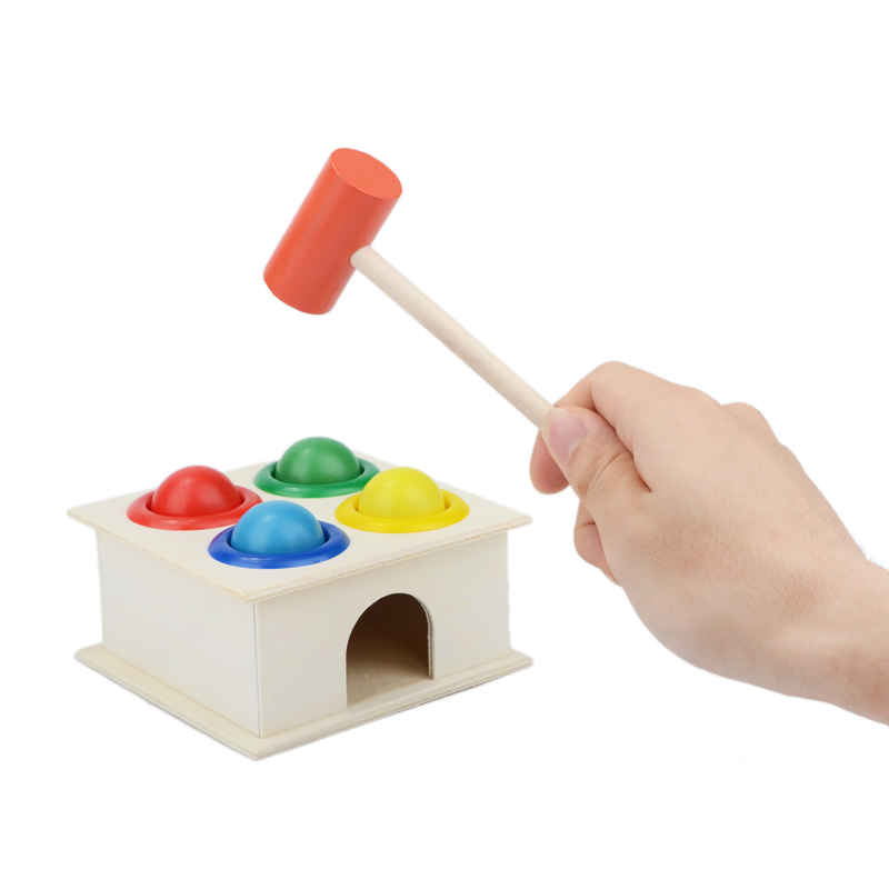 1-3-6岁幼儿园儿童礼物木制质益智力早教玩具敲打敲球台小锤盒 - 图3
