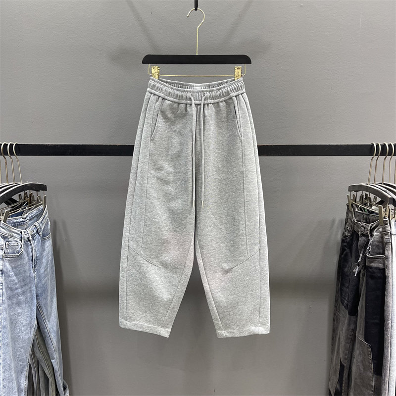 欧货2026春季新款黄色休闲运动卫裤女小个子宽松阔腿裤九分哈伦裤,淘宝优惠券,粉丝福利购,淘宝优惠卷