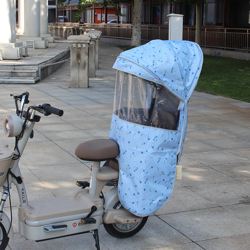电动自行车儿童座椅后置防风雨棚宝宝座椅秋冬加厚挡风防寒棉雨篷 - 图0