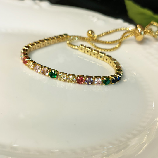 Inlaid crystal bracelet adjustable