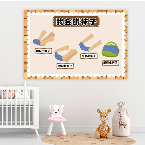 幼儿园环创主题生活自理能力教育常规培养我会穿衣服擦屁股贴纸 - 图0