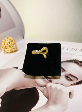 轻奢|实拍小众原创设计戒指蝴蝶结精致高级爆闪食指满钻活开口
