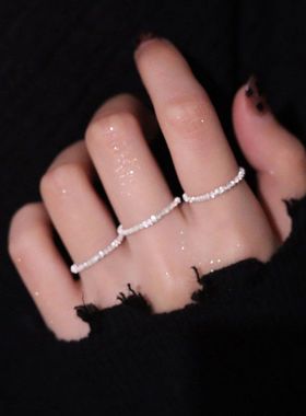 ins几何光面设计不镂空掉色简约韩版925纯银食指开口戒女戒指小众