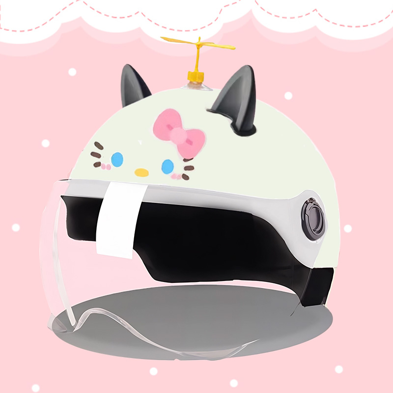 3C认证hellokitty头盔电动电瓶车kt猫女士成人女生可爱女孩安全盔 - 图0