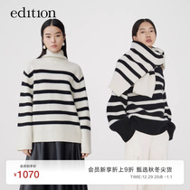 (New Enjoy 9 Fold) Edition Retro Streaks High Collar Sweater Womens Winter Style Beautiful Nowool EBB4SWTT14