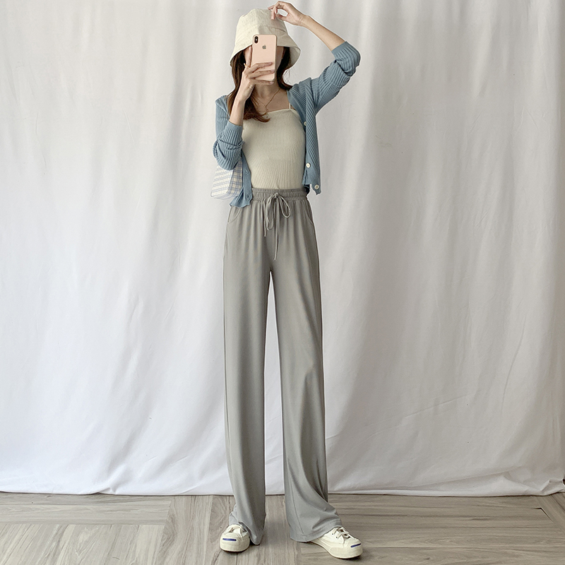 冰丝夏季高腰垂感铜氨丝宽松阔腿裤 申美佳休闲裤