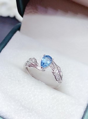 寓意丰满925纯银戒托空托来石加工镶嵌水滴4*6托帕红蓝宝石银托