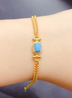 珠宝首饰定制加工镶嵌925纯银镀金手链空托银托椭圆4×6宝石手镯