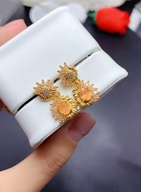 新款豪华繁花925纯银镀金镶嵌椭圆5×6mm耳钉耳坠饰银托空托加工