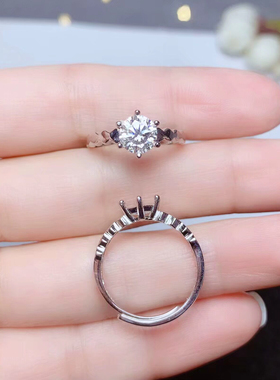 精工925纯银戒托空托圆6.5mm莫桑钻仿钻石银托来石定制加工批发