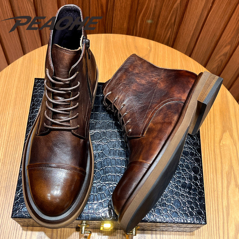 Cowhide Martin boots men's British style short boots business formal wear
