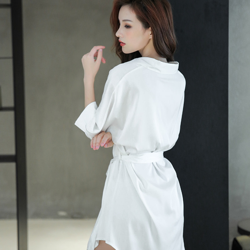 2020新款女夏性感中袖冰丝衬衫睡裙 pxfc睡裙