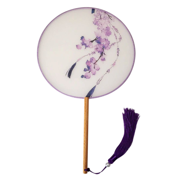 多买多减中国风古典风圆形扇宫廷舞蹈扇子半透明女双面长柄团扇 牌子网