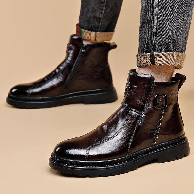 男士真皮马丁靴2025新款秋冬季英伦风加绒工装靴头层牛皮高帮皮靴,淘宝优惠券,粉丝福利购,淘宝优惠卷