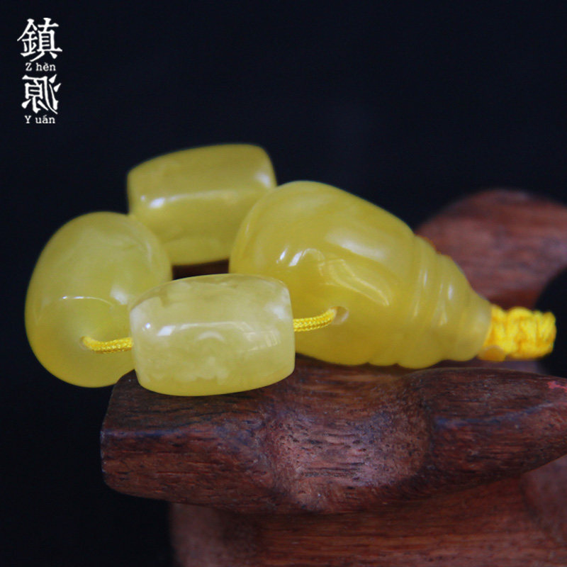 天然原矿蜜蜡三通佛头套装金刚桶珠 镇源饰品其他DIY饰品配件